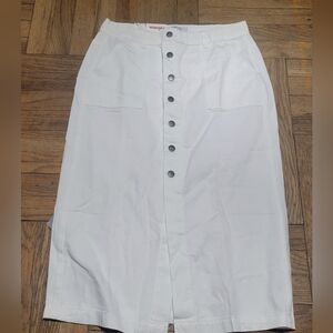 White Button-Front Skirt